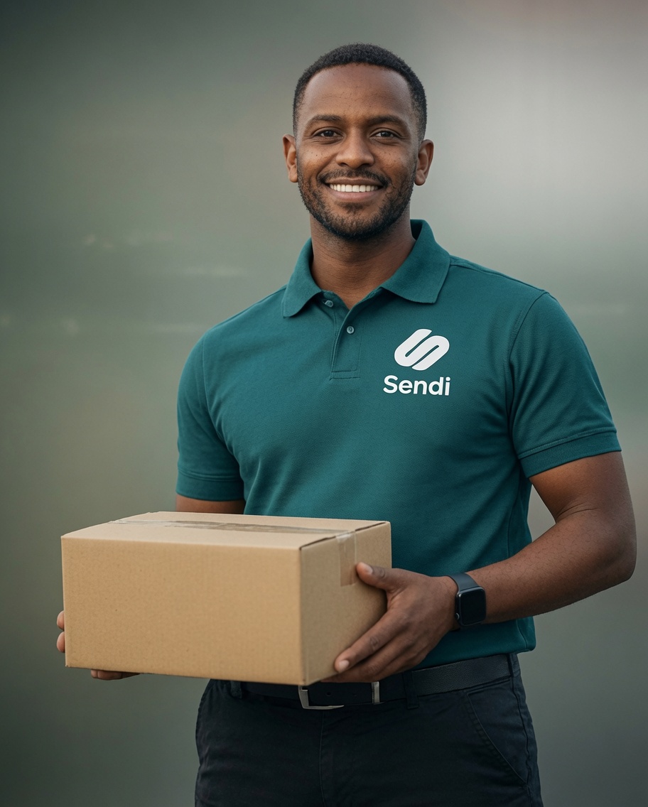 Sendi courier holding a parcel